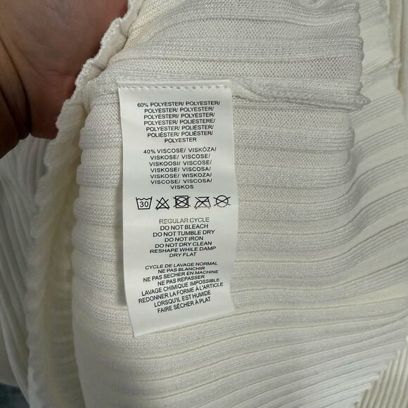 Glamorous Studios Pristine Energy Ivory Ribbed Beaded Long Sleeve Maxi Dress, S - Picture 5 of 5